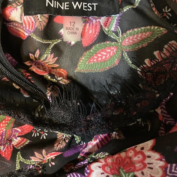 Nine West black chiffon printed midi dress… - Picture 4 of 7